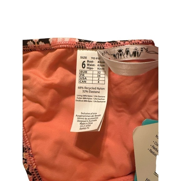 Seafolly Women's Rio Inka Gypsy Adjustable Band Bikini Bottoms Sz 2 Black Multi - Picture 5 of 5